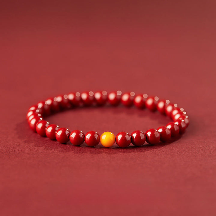 Braccialetto Buddha Stones Natural Cinnabar Ambra Calma - Cinabro imperiale da 6 mm - image 3