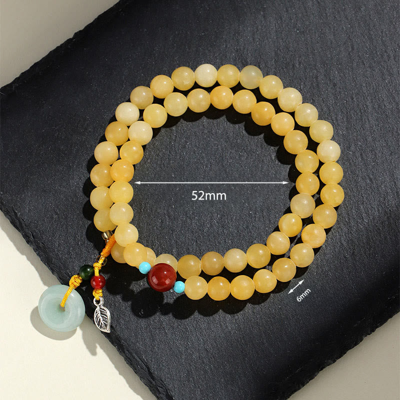 Bracciale della ricchezza con fibbia della pace a doppio giro in Buddha Stones e topazio - image 4