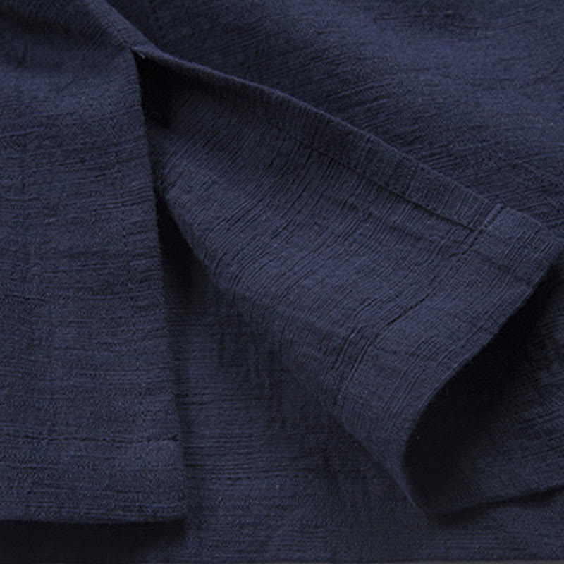 Camicia da uomo casual con bottoni a rana, tinta unita, motivo Buddha Stones - image 16
