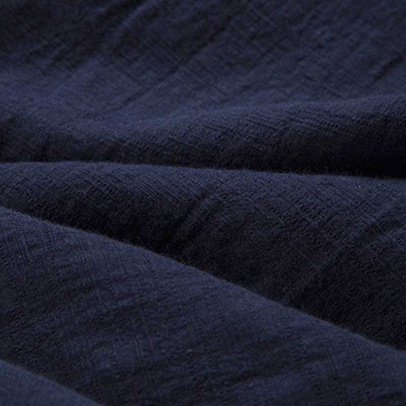 Camicia da uomo casual con bottoni a rana, tinta unita, motivo Buddha Stones - image 19