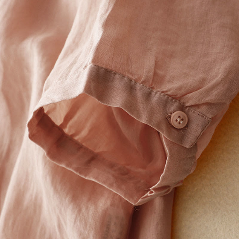 Camicia casual da donna con fibbia a rana e maniche corte, modello Buddha Stones - image 6