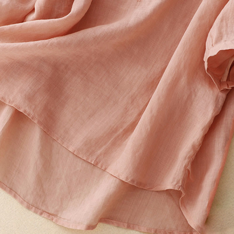 Camicia casual da donna con fibbia a rana e maniche corte, modello Buddha Stones - image 5