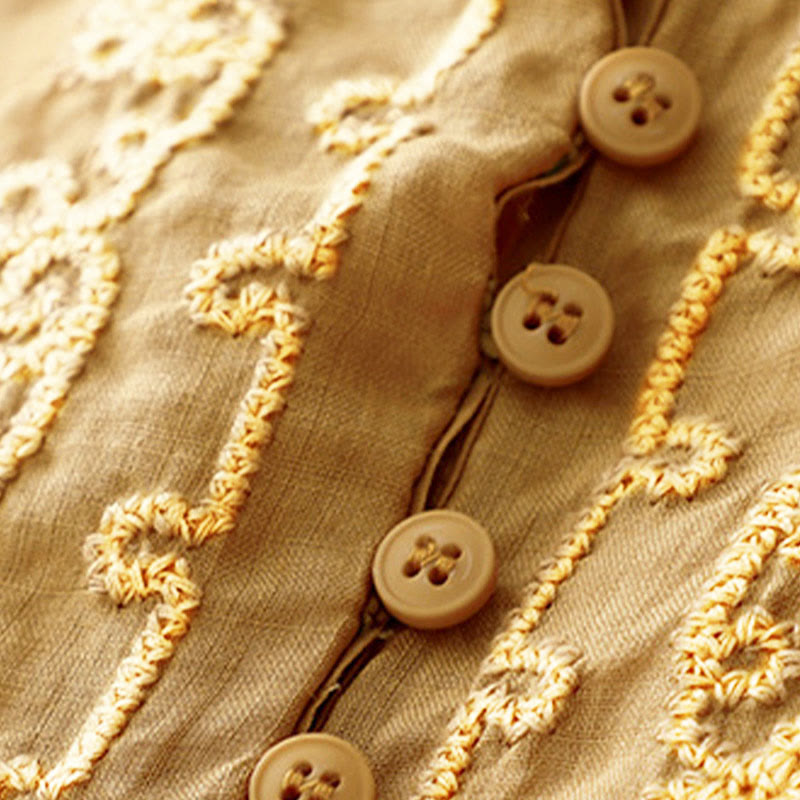 Camicia casual da donna con fibbia a rana e maniche corte, modello Buddha Stones - image 15