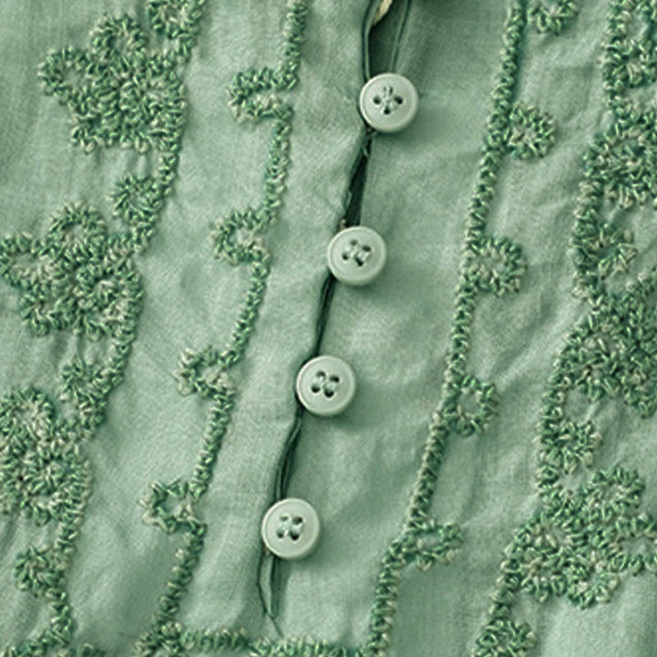 Camicia casual da donna con fibbia a rana e maniche corte, modello Buddha Stones - image 21