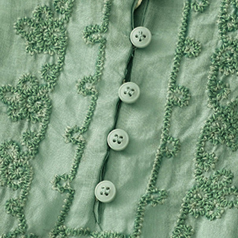 Camicia casual da donna con fibbia a rana e maniche corte, modello Buddha Stones - image 21