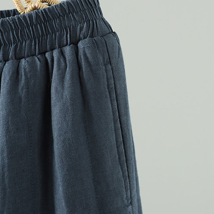 Pantaloni larghi da donna in cotone imbottito con bottoni a forma di rana ricamati con Buddha Stones e tasche - image 3