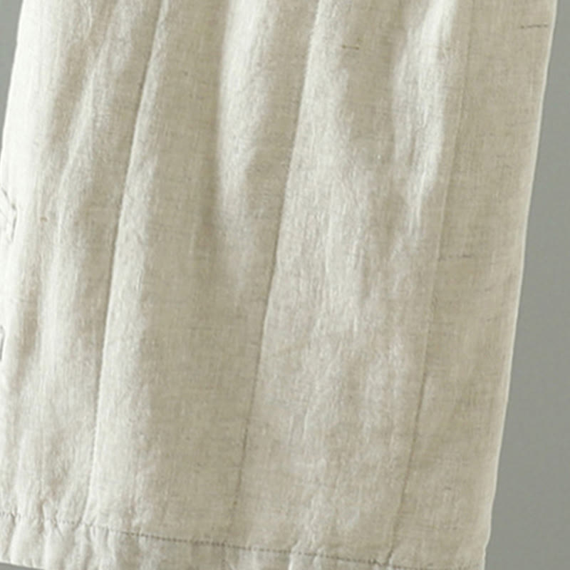 Pantaloni larghi da donna in cotone imbottito con bottoni a forma di rana ricamati con Buddha Stones e tasche - image 8