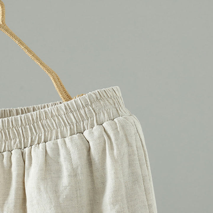 Pantaloni larghi da donna in cotone imbottito con bottoni a forma di rana ricamati con Buddha Stones e tasche - image 9