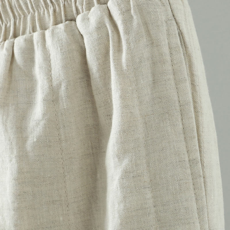 Pantaloni larghi da donna imbottiti con tasche, bottoni a forma di rana ricamati Buddha Stones - image 15