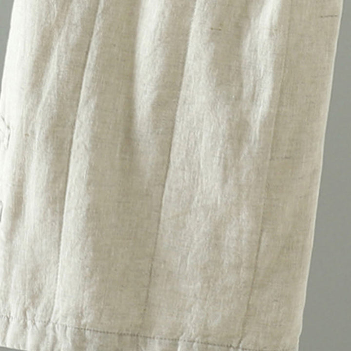 Pantaloni larghi da donna imbottiti con tasche, bottoni a forma di rana ricamati Buddha Stones - image 8