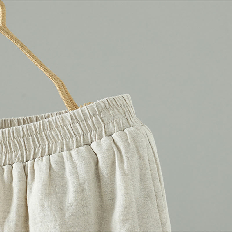 Pantaloni larghi da donna imbottiti con tasche, bottoni a forma di rana ricamati Buddha Stones - image 9