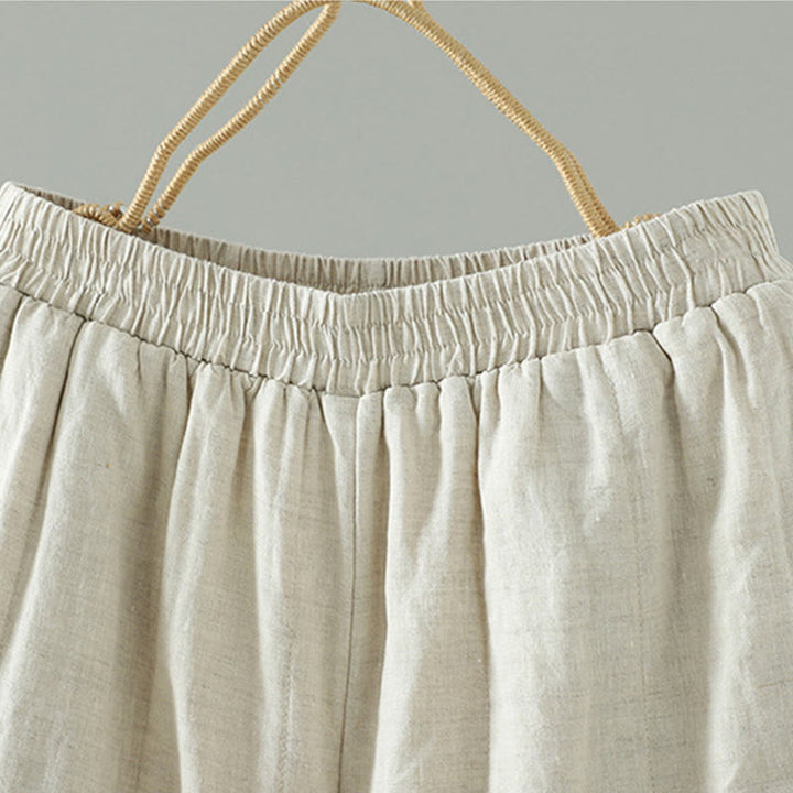 Pantaloni larghi da donna in cotone imbottito con bottoni a forma di rana ricamati con Buddha Stones e tasche - image 11