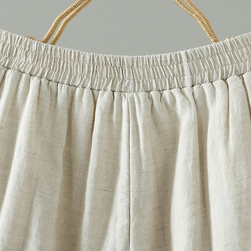 Pantaloni larghi da donna in cotone imbottito con bottoni a forma di rana ricamati con Buddha Stones e tasche - image 16