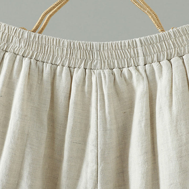 Pantaloni larghi da donna in cotone imbottito con bottoni a forma di rana ricamati con Buddha Stones e tasche - image 16