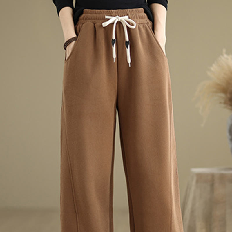 Pantaloni larghi da donna con coulisse e tasche, tinta unita, motivo Buddha Stones - image 5