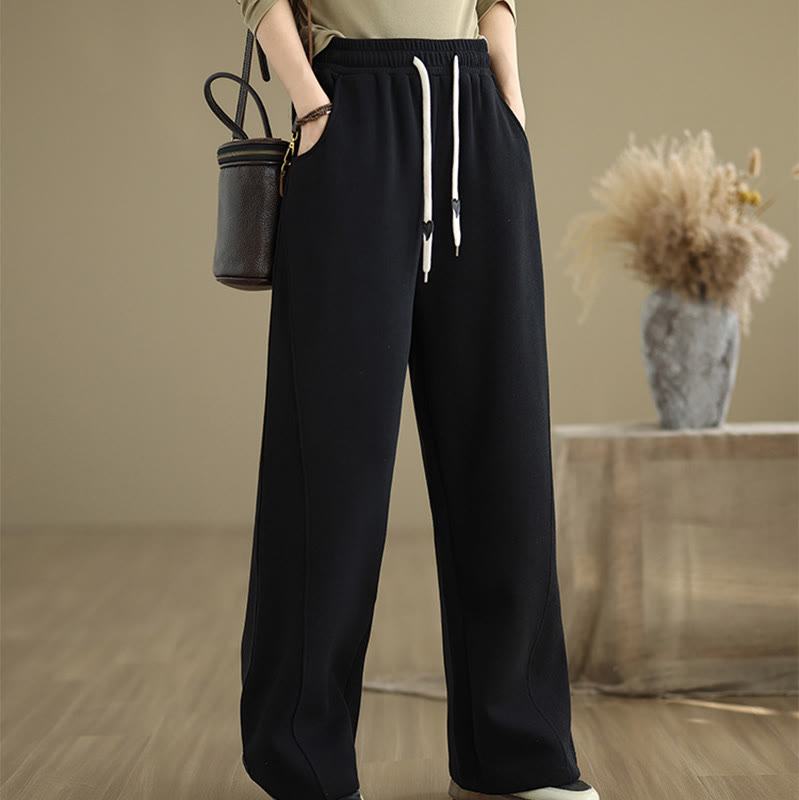 Pantaloni larghi da donna con coulisse e tasche, tinta unita, motivo Buddha Stones - image 12