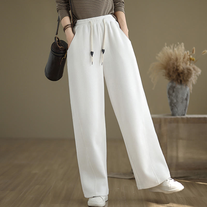 Pantaloni larghi da donna in cotone con coulisse e tasche, tinta unita, motivo Buddha Stones - image 18