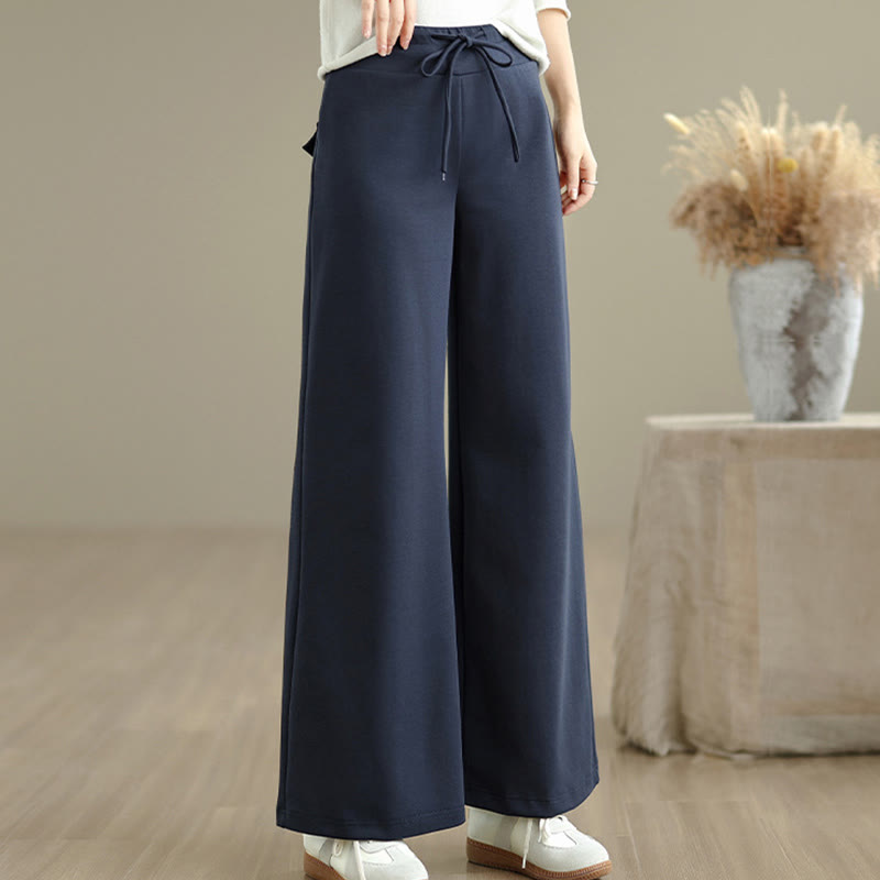 Pantaloni larghi da donna in cotone e poliestere con coulisse e tasche, modello Buddha Stones - image 4