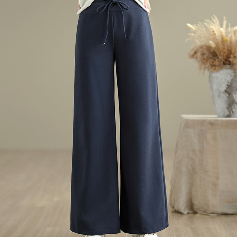 Pantaloni larghi da donna in cotone e poliestere con coulisse e tasche, modello Buddha Stones - image 1