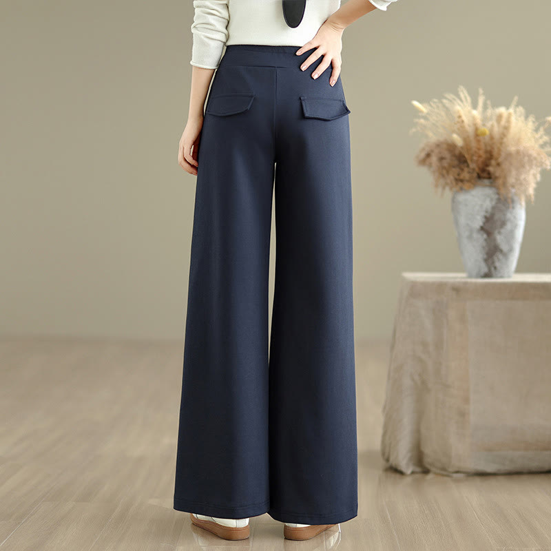 Pantaloni larghi da donna in cotone e poliestere con coulisse e tasche, modello Buddha Stones - image 3