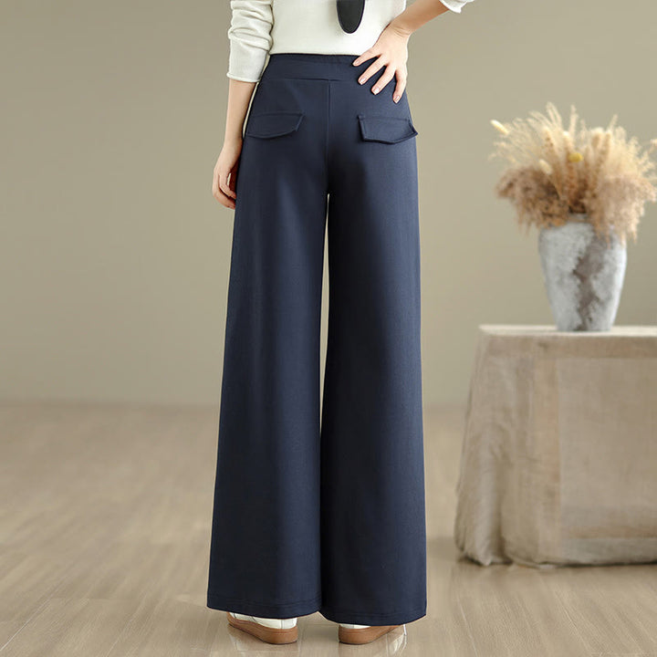 Pantaloni larghi da donna in cotone e poliestere con coulisse e tasche, modello Buddha Stones - image 3