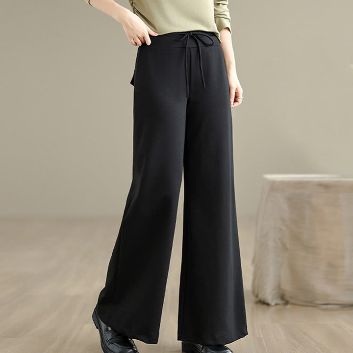 Pantaloni larghi da donna in cotone e poliestere con coulisse e tasche, modello Buddha Stones - image 17