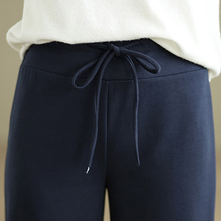 Pantaloni larghi da donna in cotone e poliestere con coulisse e tasche, modello Buddha Stones - image 7