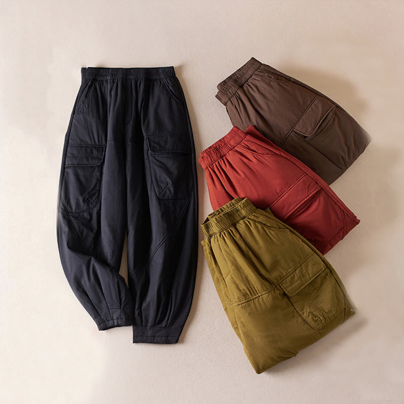 Pantaloni harem da donna semplici con tasche e stampa Buddha Stones - image 0