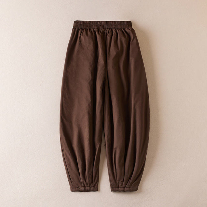 Pantaloni harem da donna in cotone spesso con tasche, imbottiti e semplici in cotone Buddha Stones - image 9