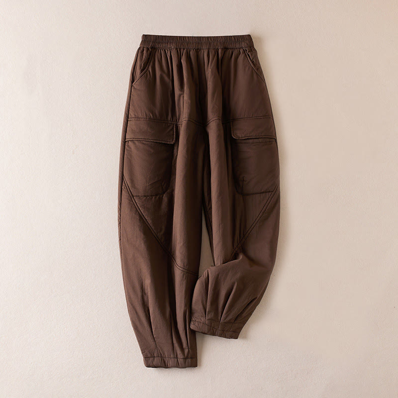 Pantaloni harem da donna semplici con tasche e stampa Buddha Stones - Marrone sella - US8-10, UK/AU12-14, EU40-42 (2XL) - image 8