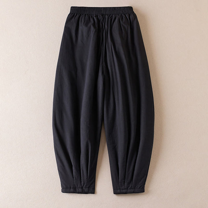 Pantaloni harem da donna in cotone spesso con tasche, imbottiti e semplici in cotone Buddha Stones - image 23