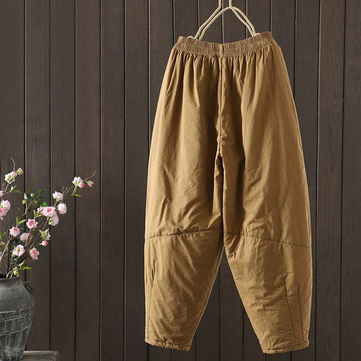 Pantaloni harem da donna in cotone imbottito caldo e semplice con tasche Buddha Stones - image 1