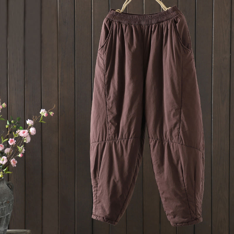 Pantaloni harem da donna in cotone imbottito caldo e semplice con tasche Buddha Stones - IndianRed - US8-10, UK/AU12-14, EU40-42 (2XL) - image 7