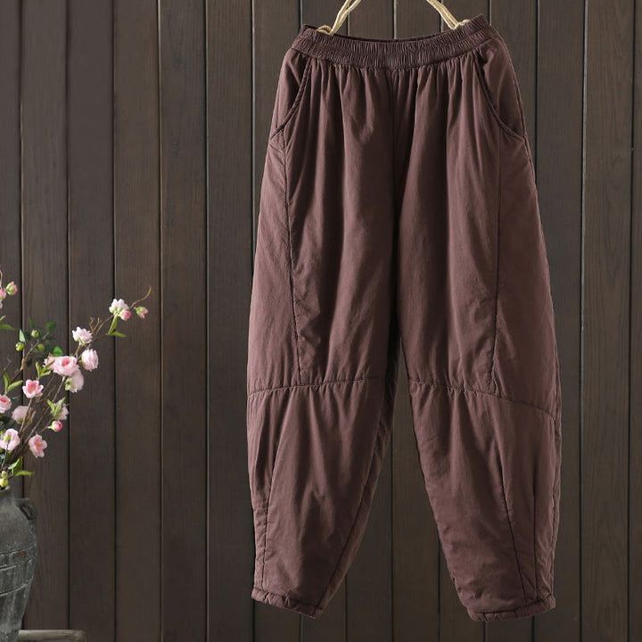 Pantaloni harem da donna in cotone imbottito caldo e semplice con tasche Buddha Stones - IndianRed - US8-10, UK/AU12-14, EU40-42 (2XL) - image 7