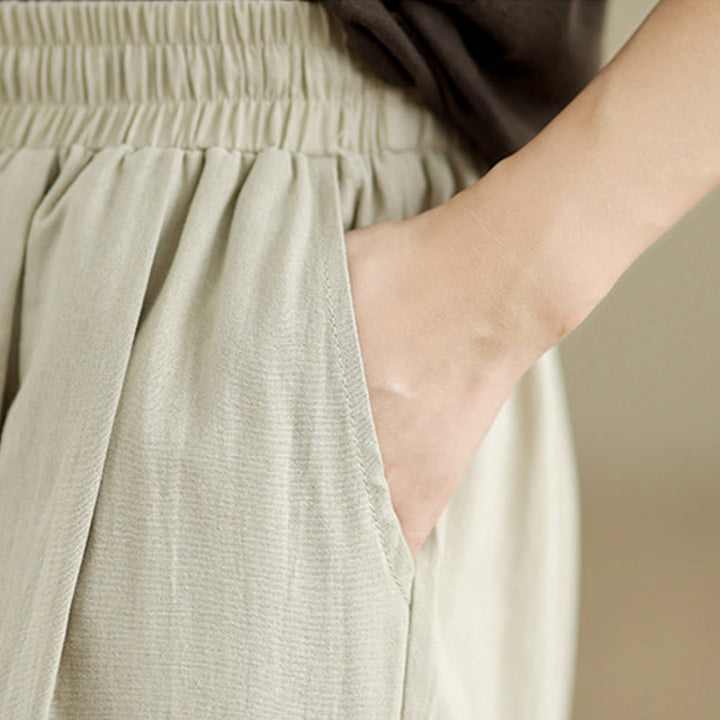 Pantaloni casual da donna in cotone con tasche Buddha Stones, a gamba dritta - image 8