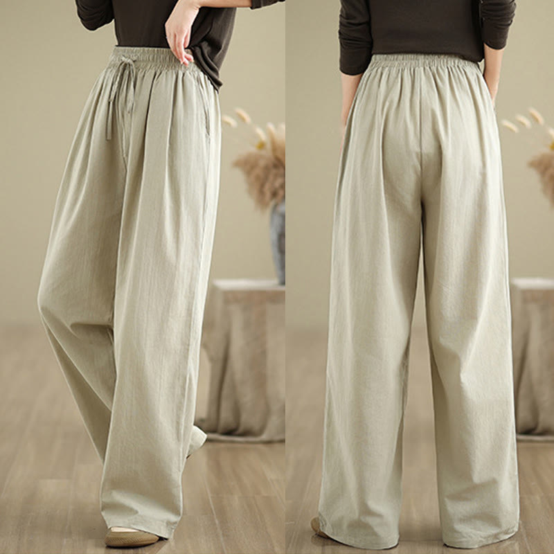 Pantaloni casual da donna in cotone con tasche Buddha Stones, a gamba dritta - image 4