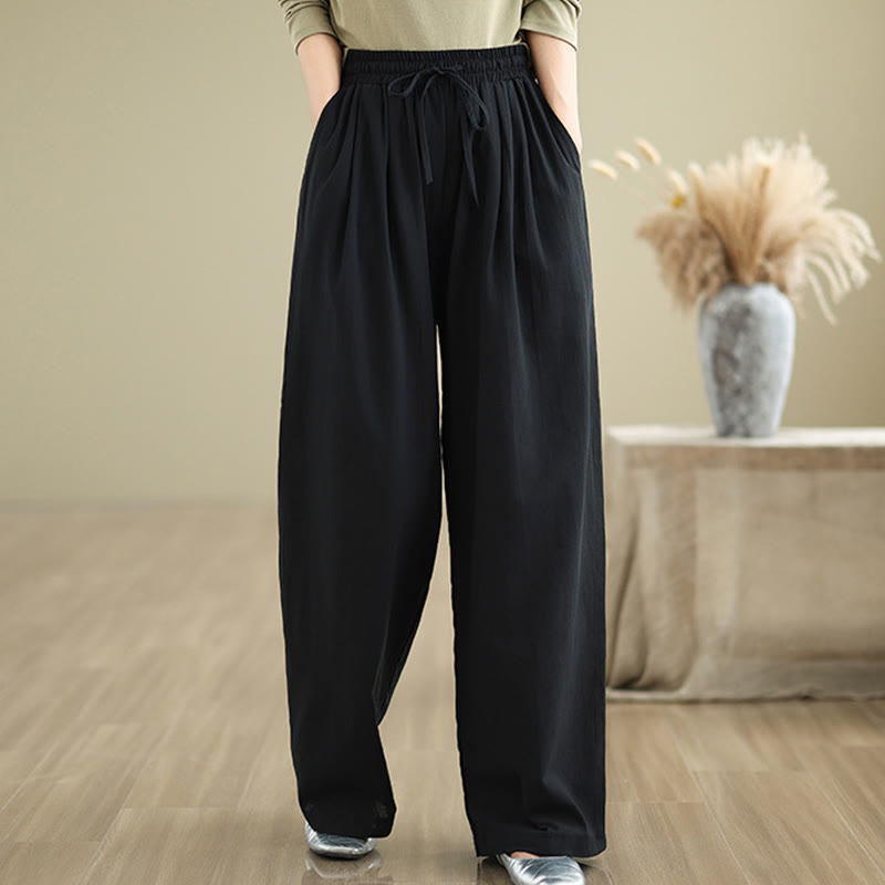 Pantaloni casual da donna in cotone con tasche Buddha Stones, a gamba dritta - image 10