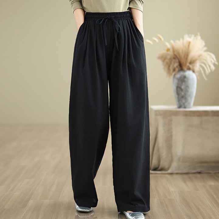 Pantaloni casual da donna in cotone con tasche Buddha Stones, a gamba dritta - image 10