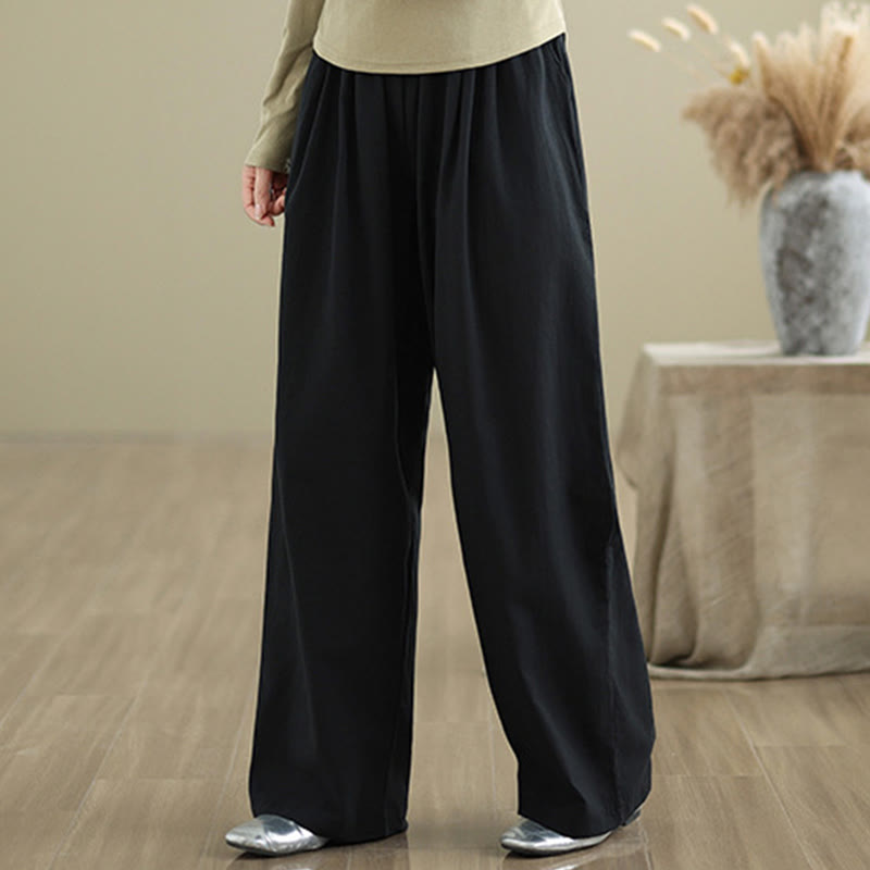 Pantaloni casual da donna in cotone con tasche Buddha Stones, a gamba dritta - image 11