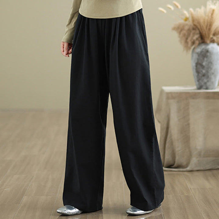 Pantaloni casual da donna in cotone con tasche Buddha Stones, a gamba dritta - image 11