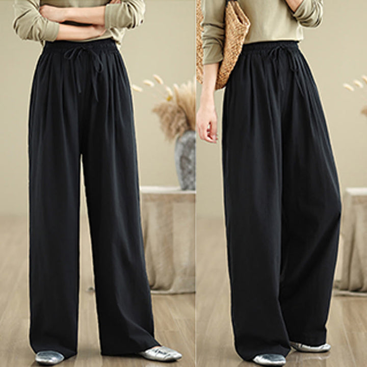 Pantaloni casual da donna in cotone con tasche Buddha Stones, a gamba dritta - image 13