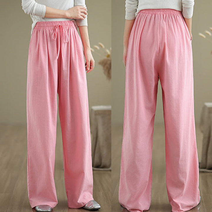 Pantaloni casual da donna in cotone con tasche Buddha Stones, a gamba dritta - image 18