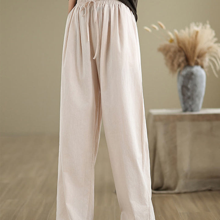 Pantaloni casual da donna in cotone con tasche Buddha Stones, a gamba dritta - image 22