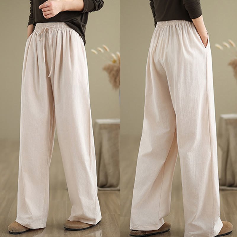 Pantaloni casual da donna in cotone con tasche Buddha Stones, a gamba dritta - image 23