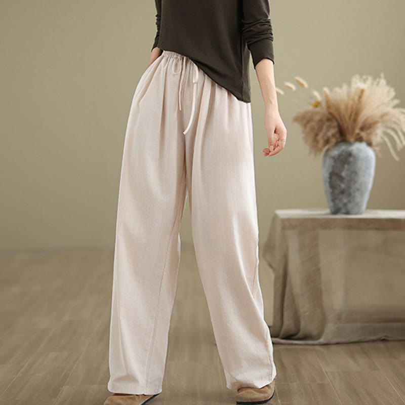 Pantaloni casual da donna in cotone con tasche Buddha Stones, a gamba dritta - image 20