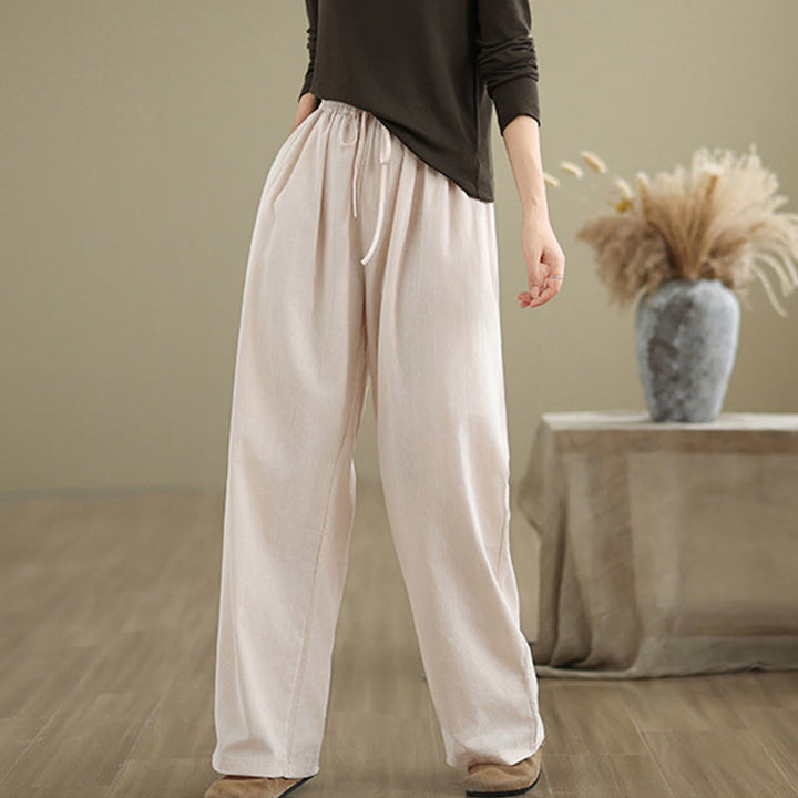 Pantaloni casual da donna in cotone con tasche Buddha Stones, a gamba dritta - image 20