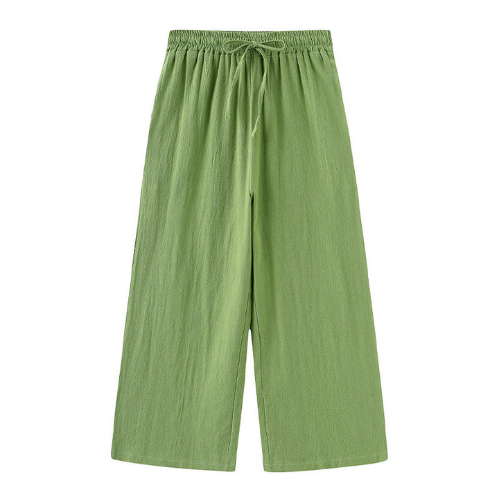 Completo da donna in cotone con stampa Buddha Stones, composto da 2 pezzi: maglia a maniche lunghe con tasche e pantaloni capri con coulisse, ideale per la meditazione. - image 3