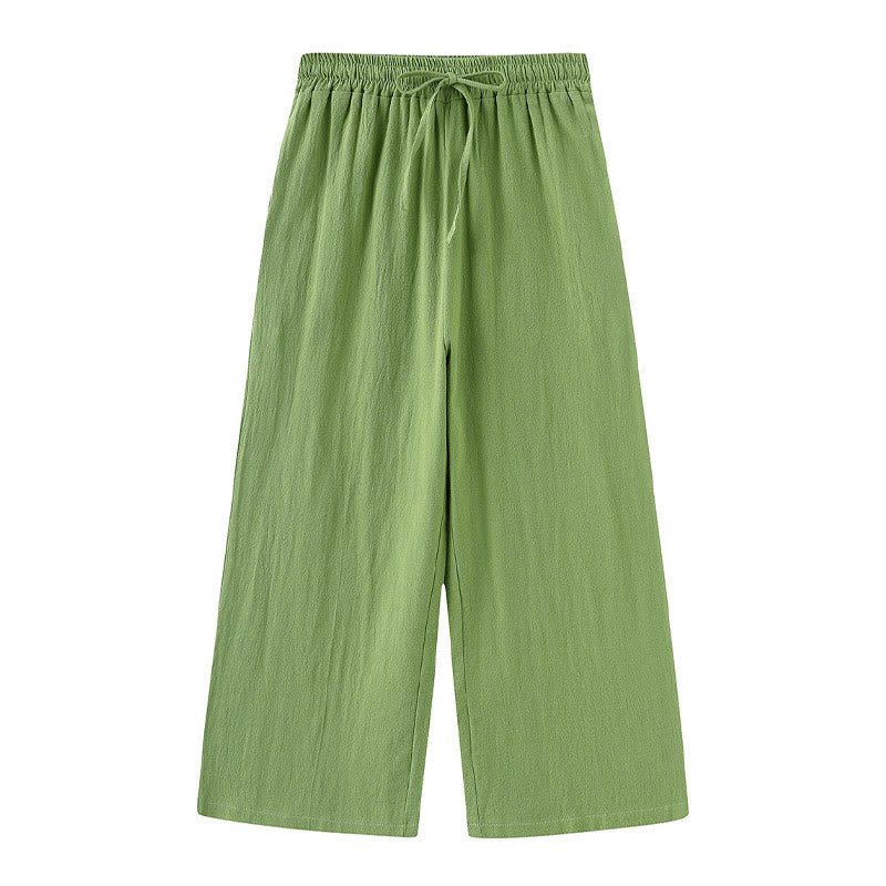 Buddha Stones 2 pezzi camicia a maniche lunghe con tasche pantaloni con coulisse meditazione cotone lino abbigliamento da donna set - image 3