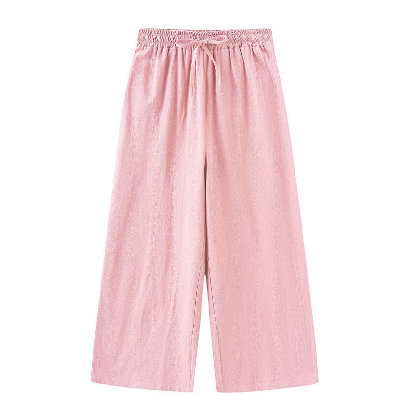 Buddha Stones 2 pezzi camicia a maniche lunghe con tasche pantaloni con coulisse meditazione cotone lino abbigliamento da donna set - image 9