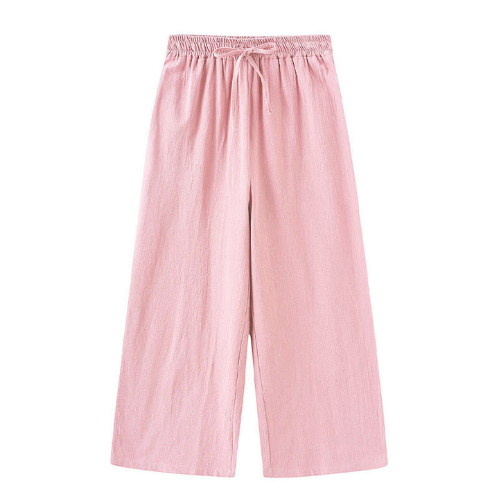 Buddha Stones 2 pezzi camicia a maniche lunghe con tasche pantaloni con coulisse meditazione cotone lino abbigliamento da donna set - image 9